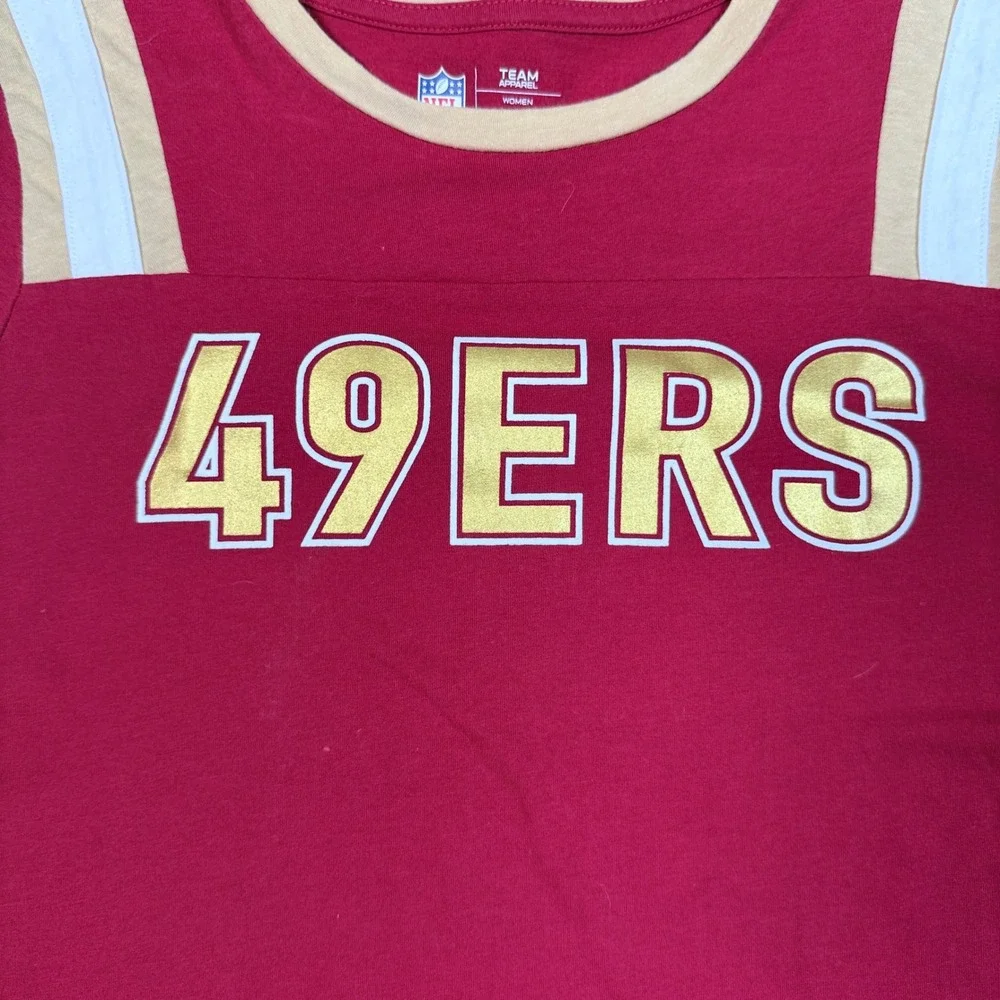 NFL Team Apparel San Francisco 49ers Red Gold Graphic T-Shirt Womens Medium